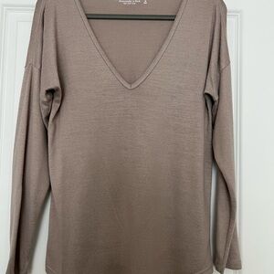 Abercrombie & Fitch Relaxed Brown Long Sleeve Blouse